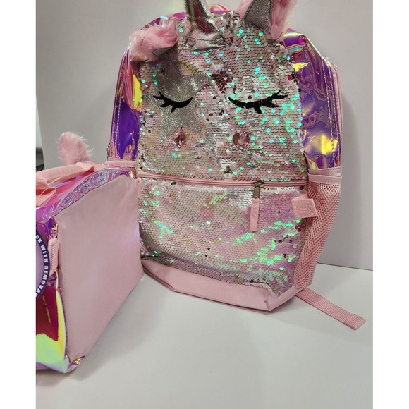 Girls 17" School Backpack with Lunch Bag 2-Piece Set, Pink Multi-Color Unicorn - Picture 8 of 13